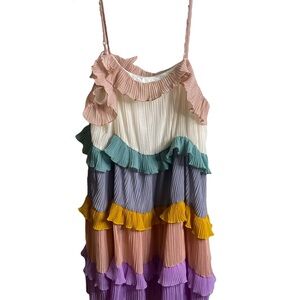 White Birch Colorful Ruffled Mini Dress